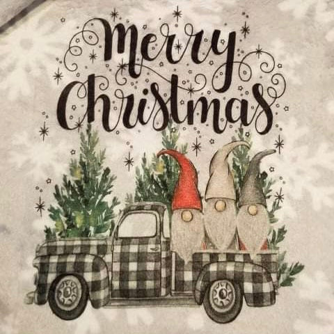 Blanket Plush Throw Merry Christmas Gnome Plaid Truck