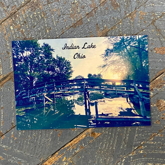 Indian Lake Post Card Blackhawk Bridge Sunrise Indian Lake Ohio