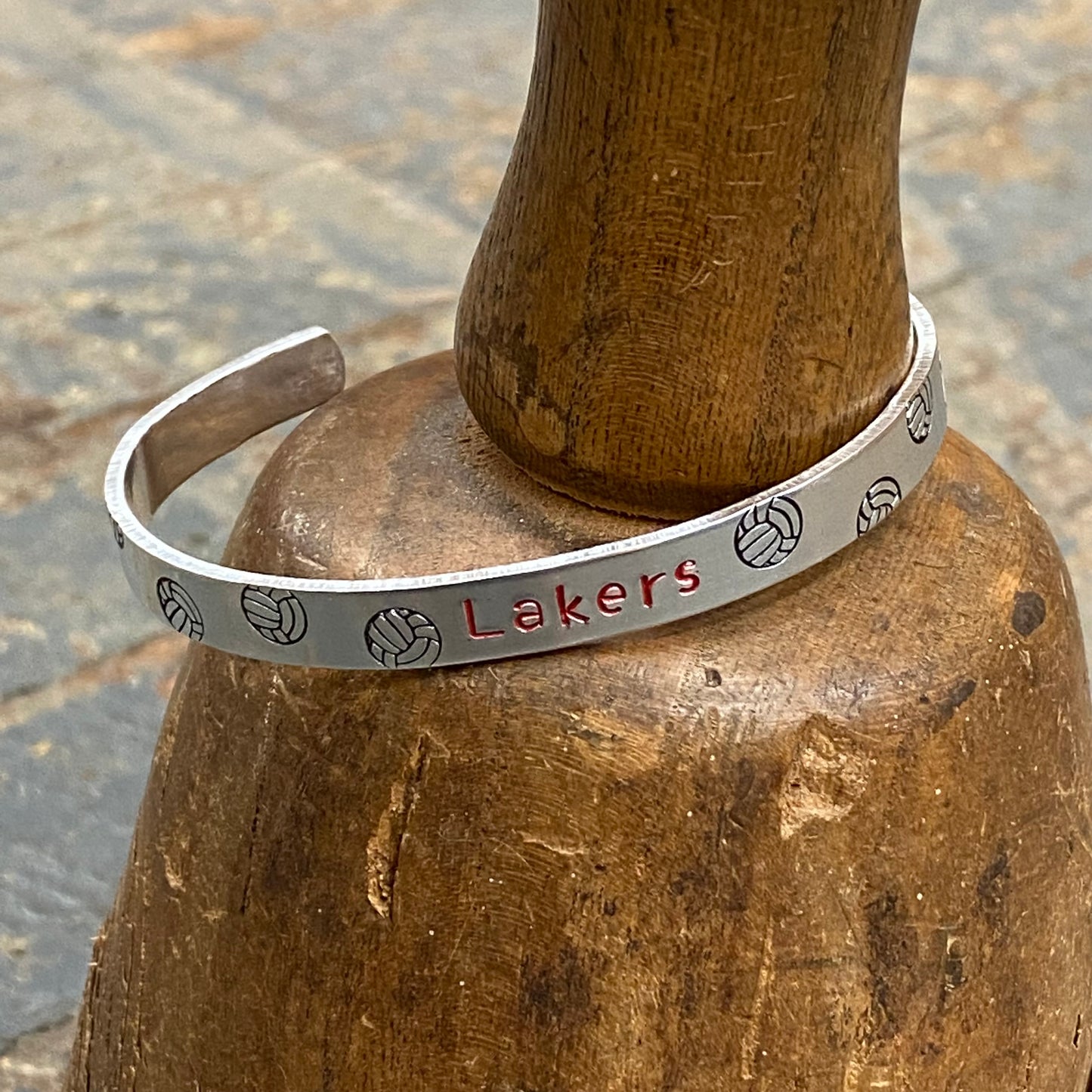 Indian Lake Lakers Volleyball Custom Stamped Cuff Bracelet