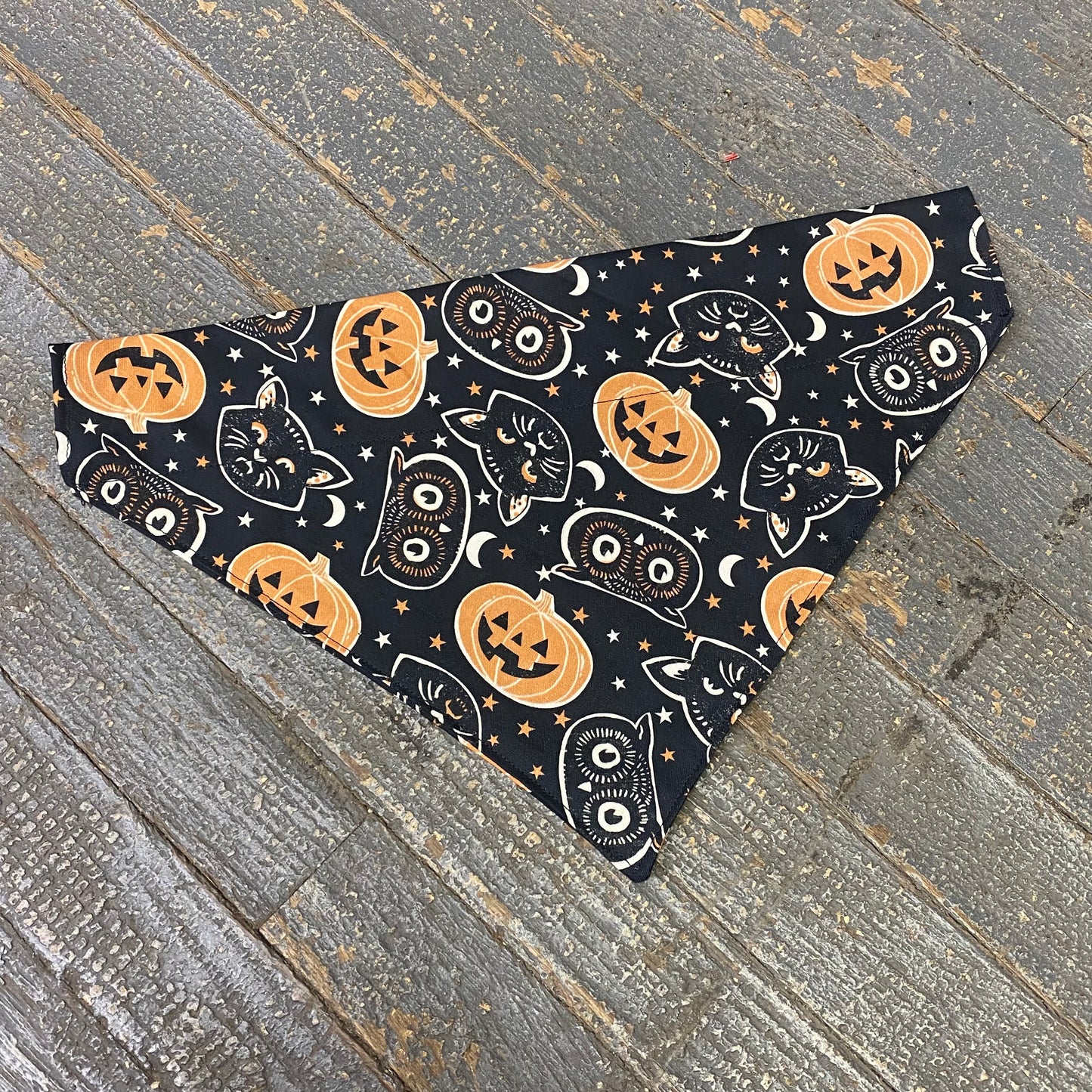 Owl Black Cat Jack-O-Lantern Pumpkin Dog Collar Pet Bandanna Neck Scarf Large