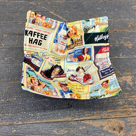 Handmade Fabric Cloth Microwave Bowl Coozie Hot Cold Pad Holder Cereal