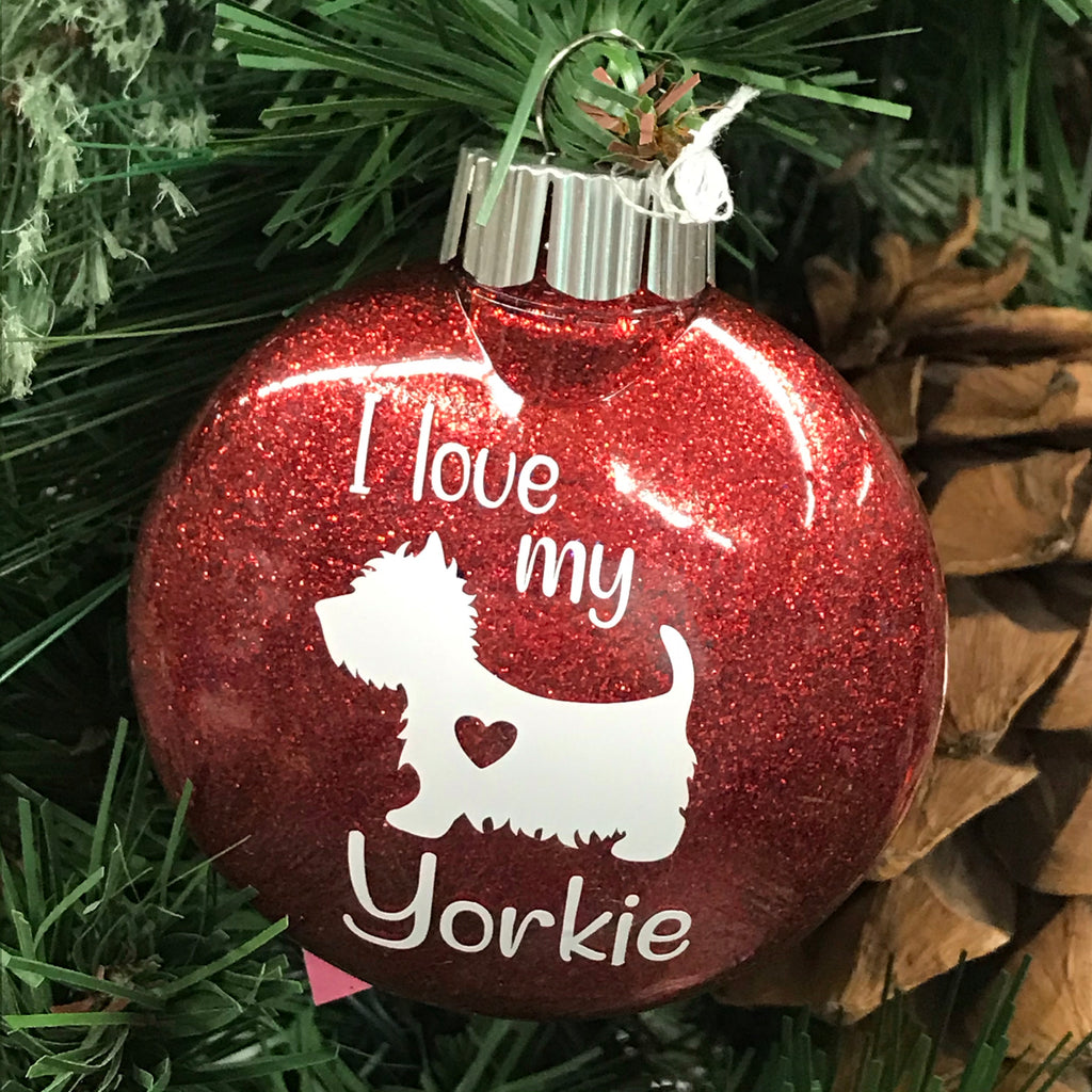 Holiday Christmas Tree Ornament I Love My Dog Yorkie