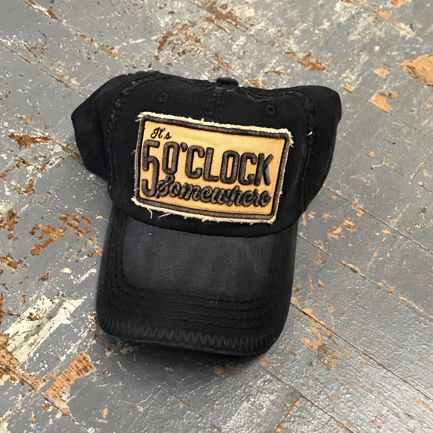 It’s 5 O’clock Somewhere Hat Black Embroidered Patch Ball Cap