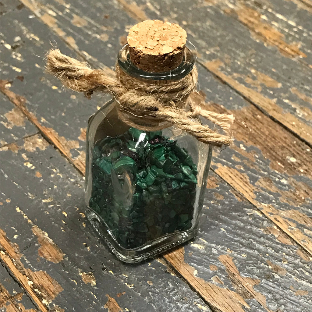 Bottle of Semiprecious Natural Gemstone Wishes Malachite Black Tourmaline