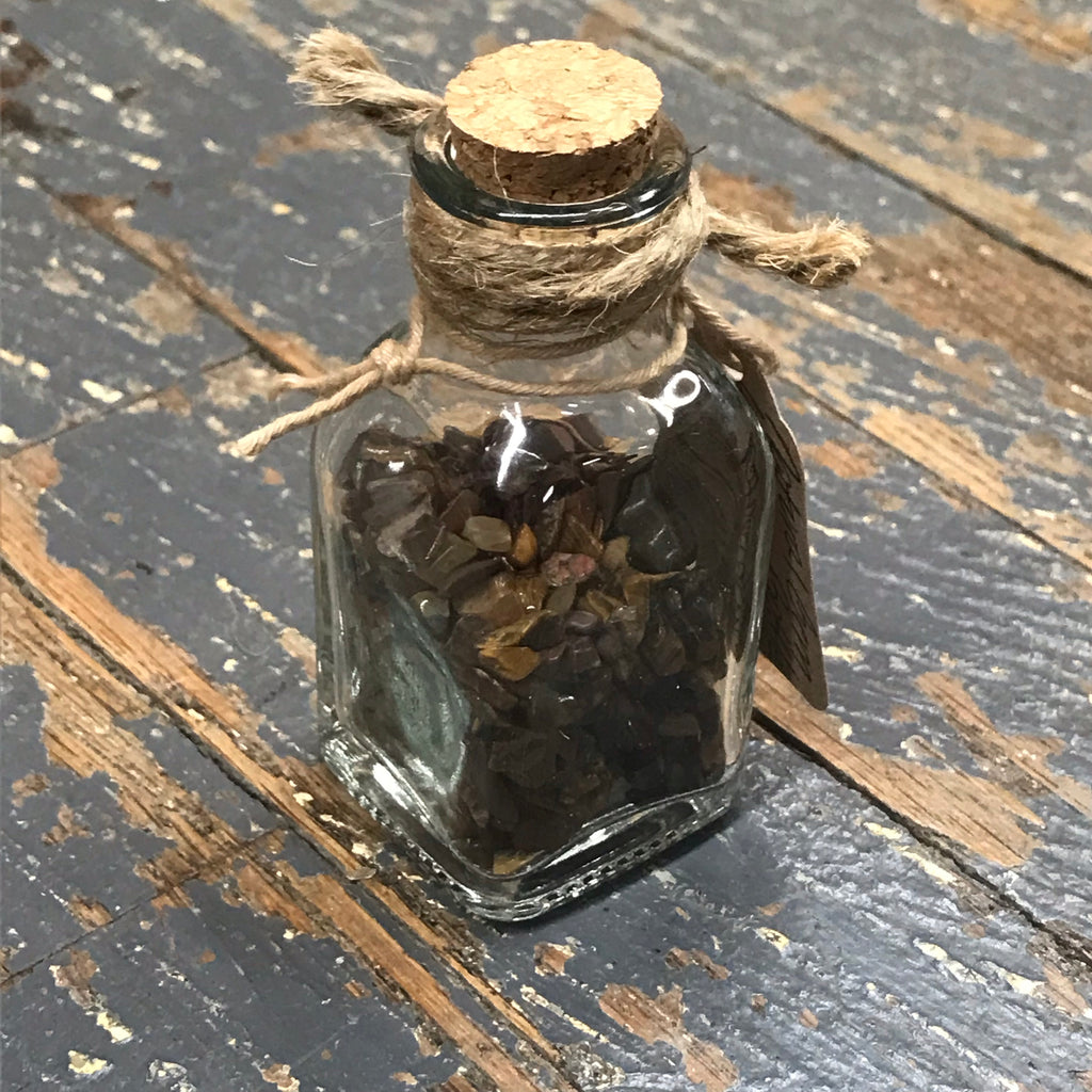 Bottle of Semiprecious Natural Gemstone Wishes Tigereye