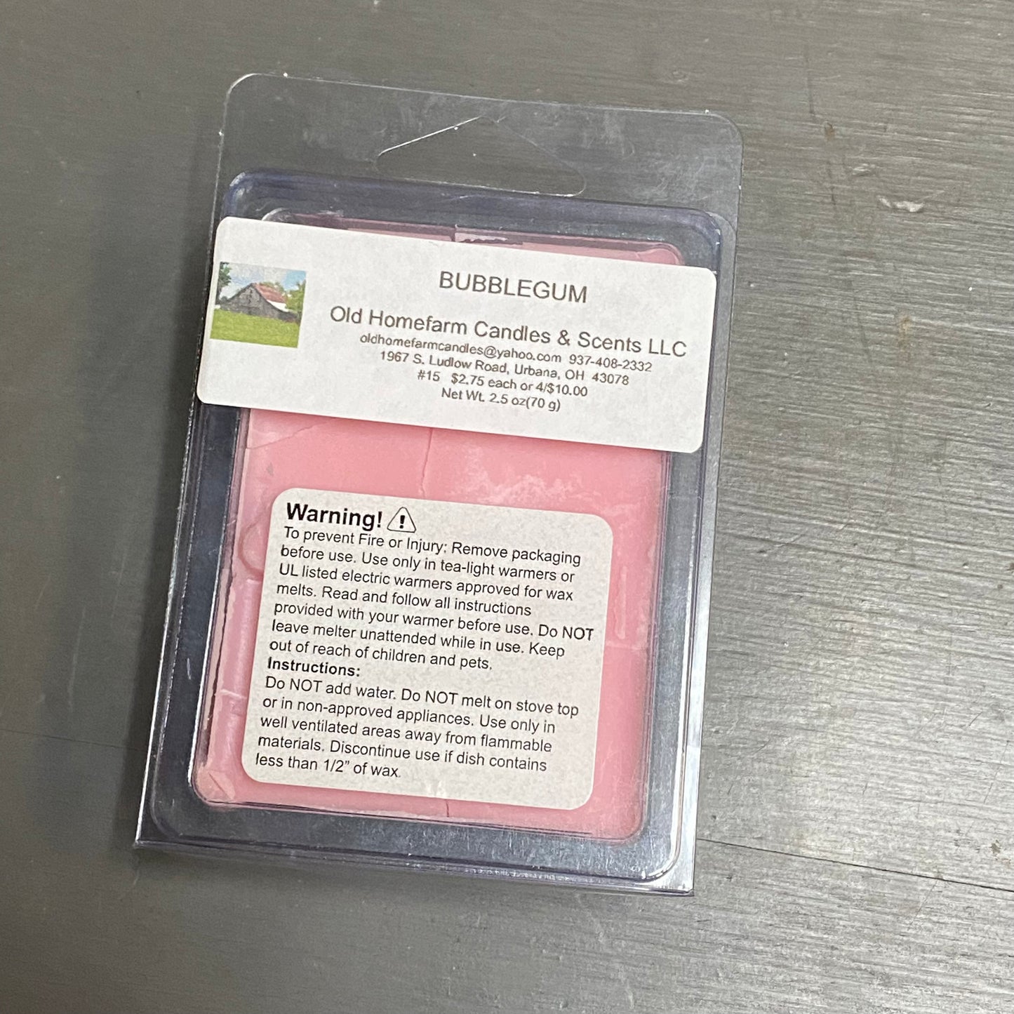 Bubblegum Old Homefarm Melt Bar Soy Candle