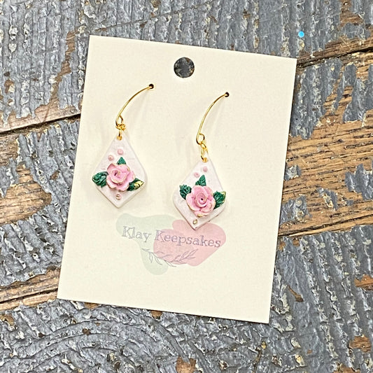 Clay Diamond Rose Teardrop Dangle Earring Set