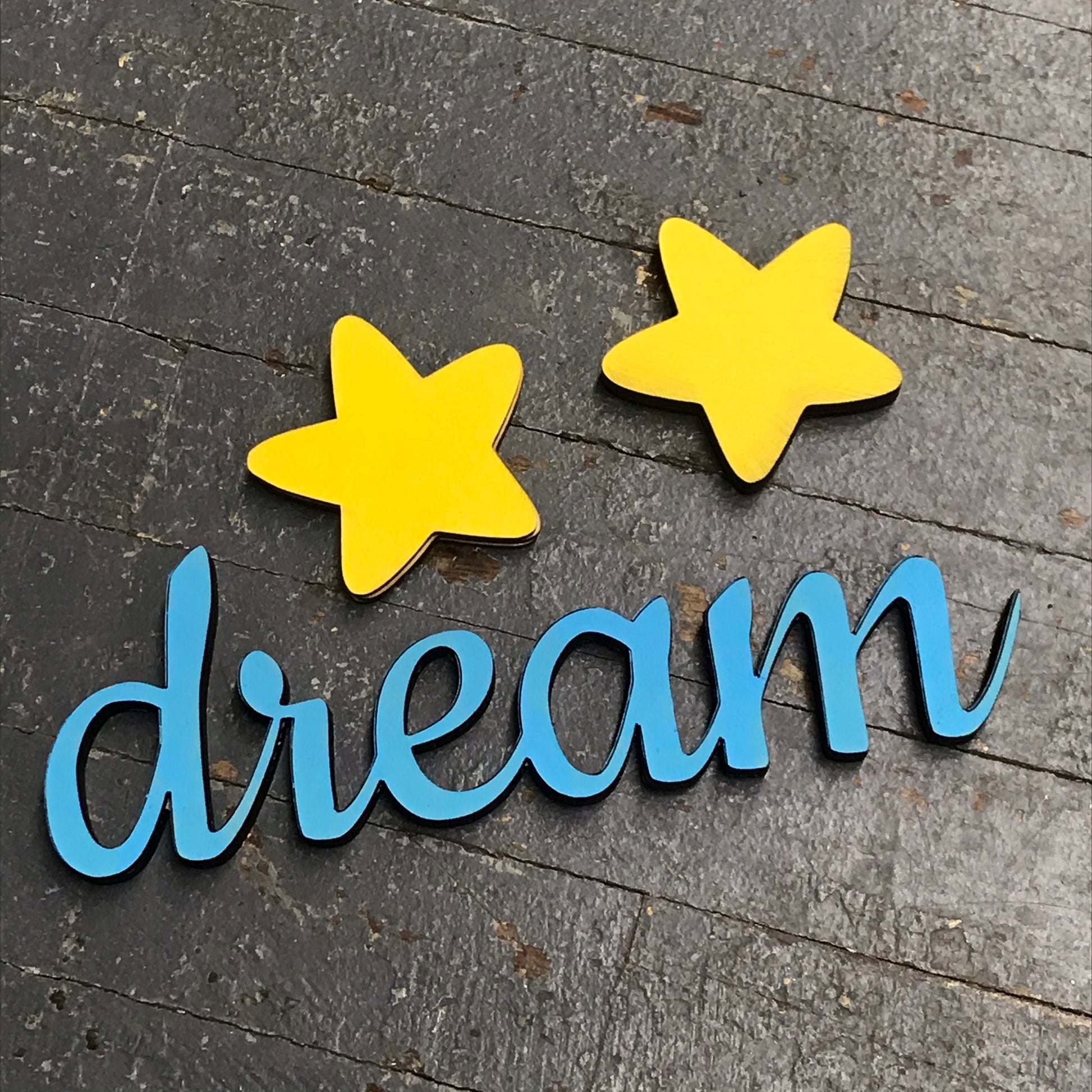 Laser Cut Wood Word Dream Star Set 3pc