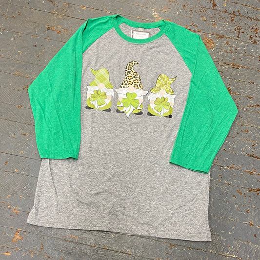 Lucky Shamrock Trio Gnome Graphic Designer Long Sleeve T-Shirt
