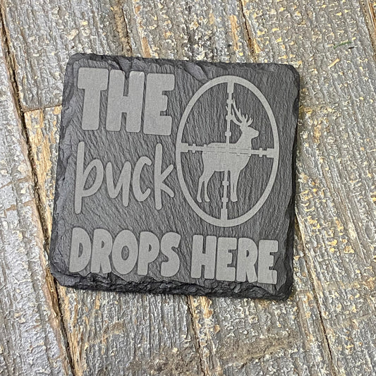 Laser Engraved Slate Tile Coaster Buck Stops Here