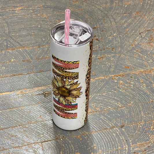Mom Sunflower Animal Print Tall Skinny Tumbler