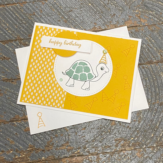 Happy Birthday Turtle Party Hat Design Handmade Stampin Up Greeting Card with Envelope