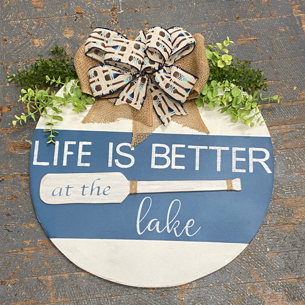19.5" Life is Better at the Lake Paddle Round Nautical Wall Sign Wreath