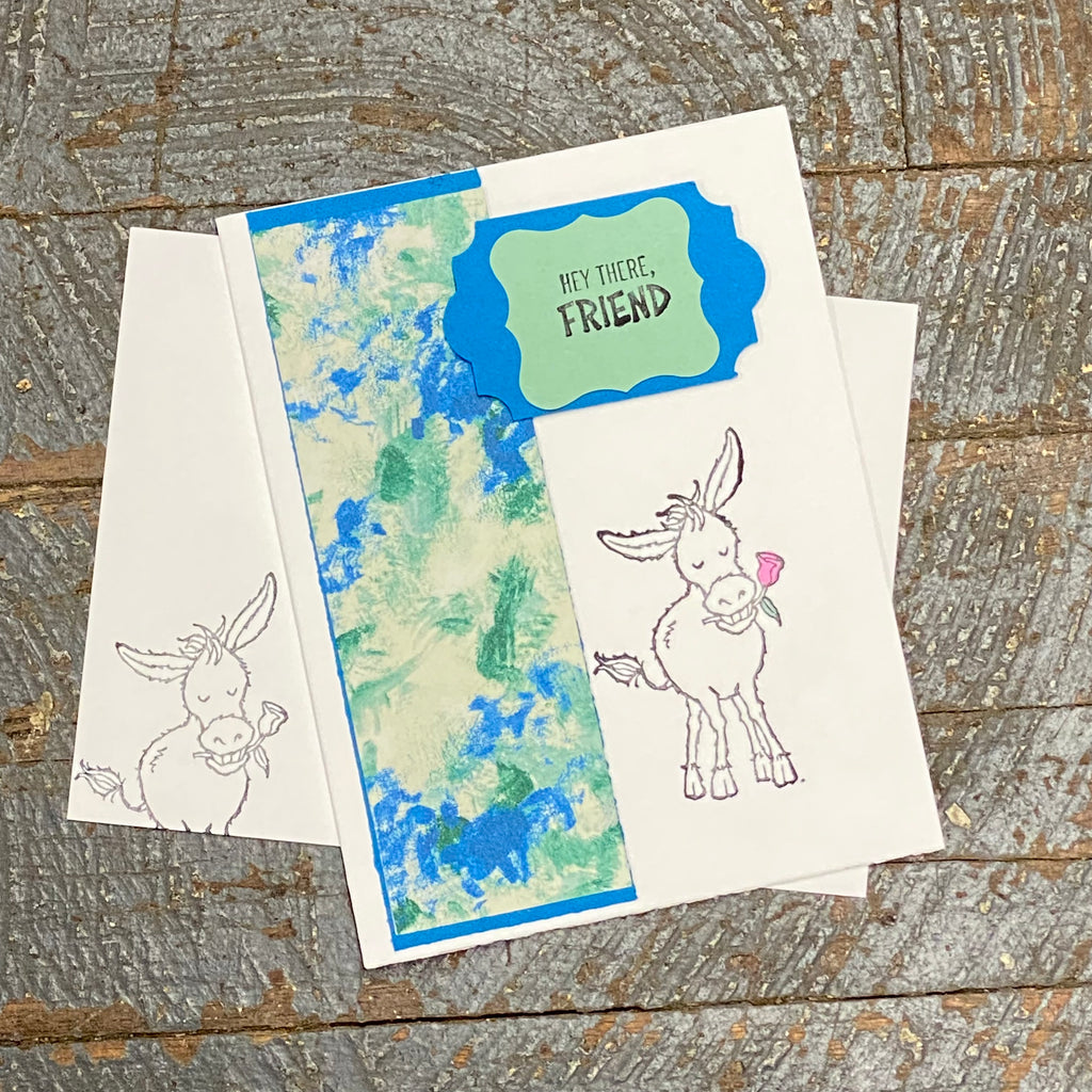 Hey There Friend Donkey Design Handmade Stampin Up Greeting Card with Envelope
