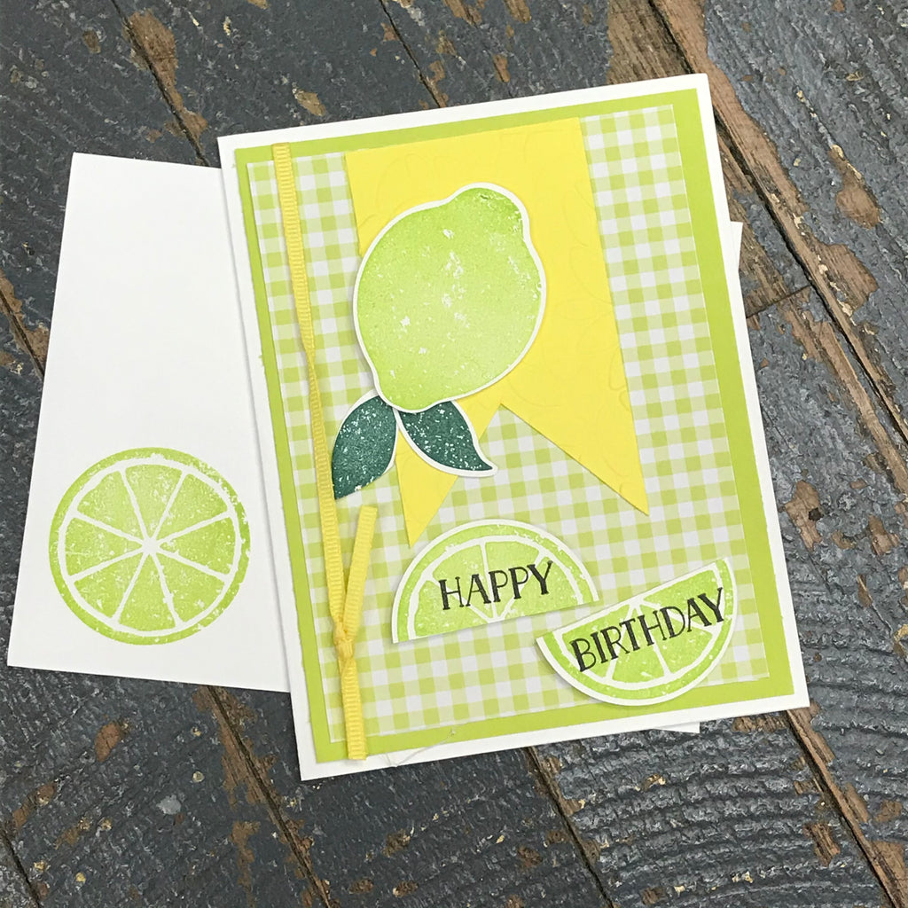 Happy Birthday Lime Handmade Stampin Up Greeting Card with Envelope