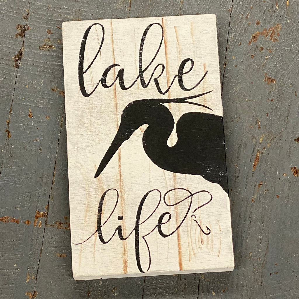 Hand Painted Wooden Nautical Sign Lake Life Heron