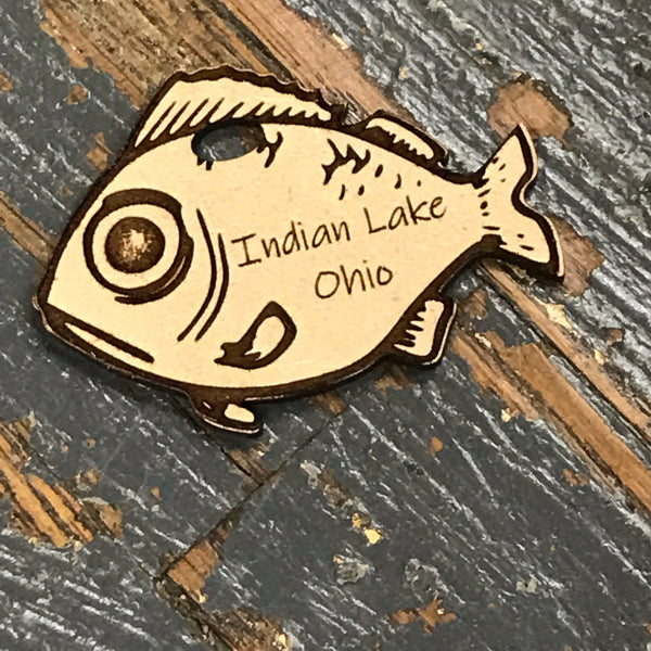 Indian Lake Ohio Fish Wood Engraved Holiday Christmas Tree Ornament Key Chain