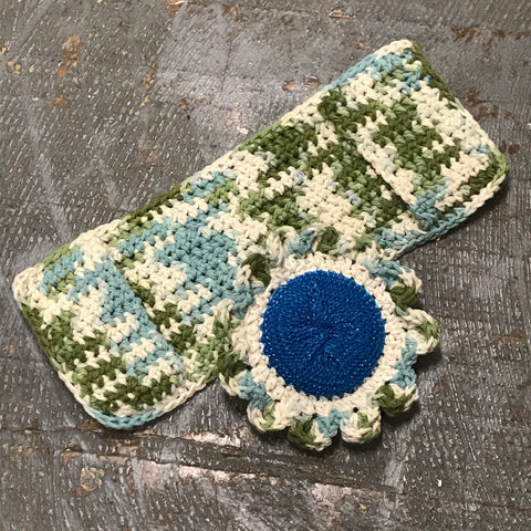 Crocheted Kitchen Cleaning Set Swiffer Pad Mop Cloth Scrubbie Combo Blue Green Cream