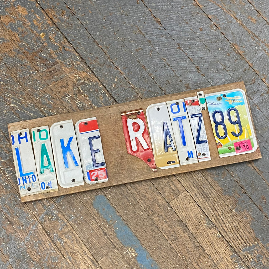 Rustic Repurposed License Plate Block Word Wall Art Indian Lake Ratz 89