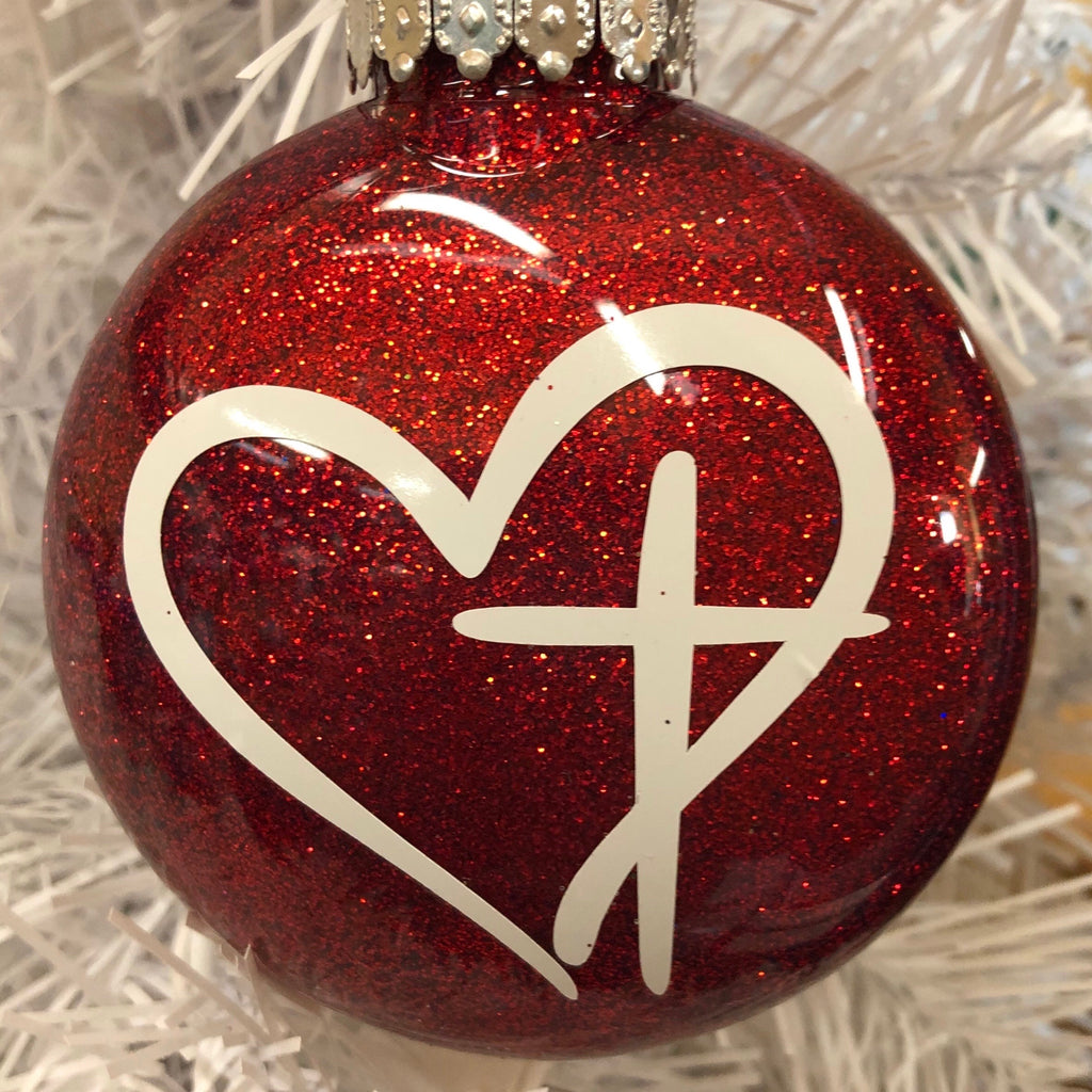 Holiday Christmas Tree Ornament Heart Cross