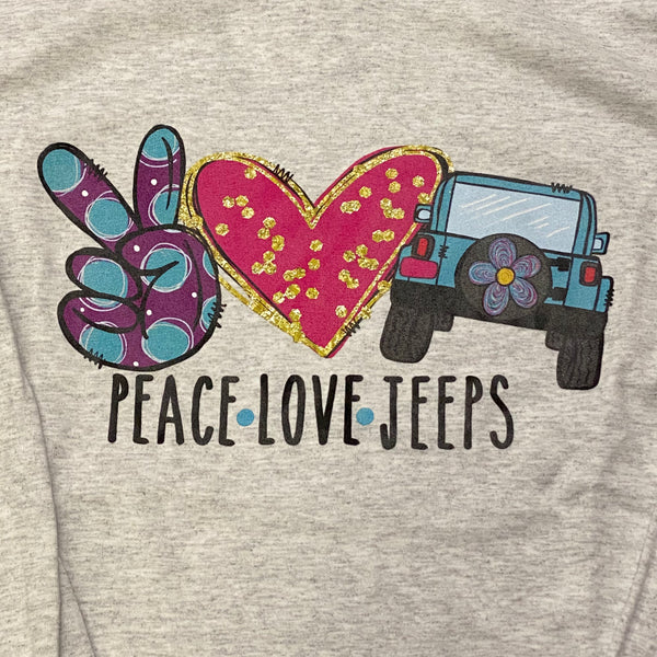 Peace Love Jeeps Graphic Designer Long Sleeve T-Shirt