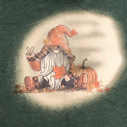 Fall Autumn Pumpkin Peace Gnome Bleached Graphic Designer Short Sleeve T-Shirt