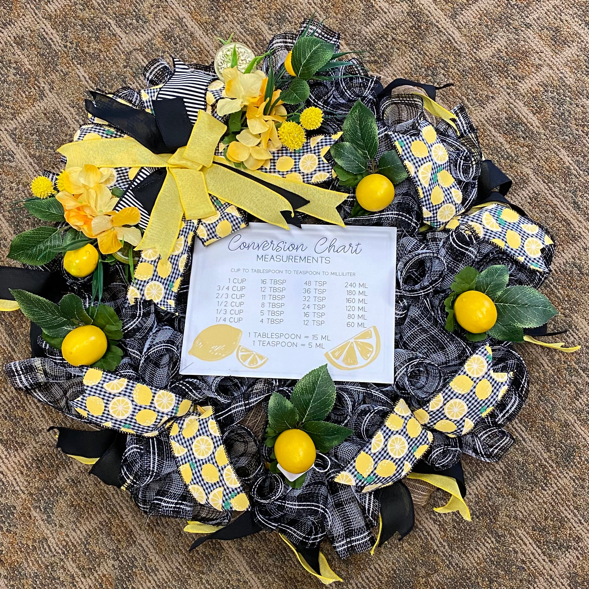 Lemon Conversion Chart Holiday Wreath Door Hanger