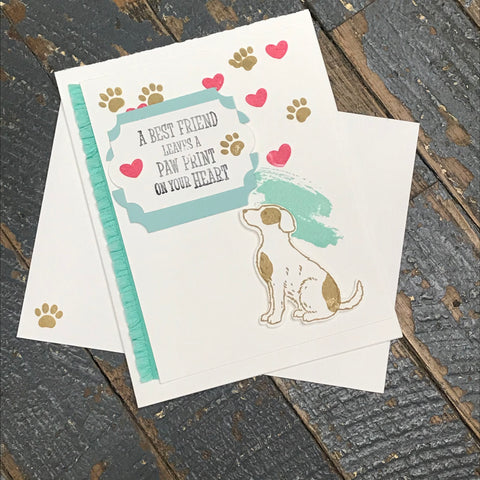Best Friends Paw Prints Dog Handmade Stampin Up Greeting Card with Envelope