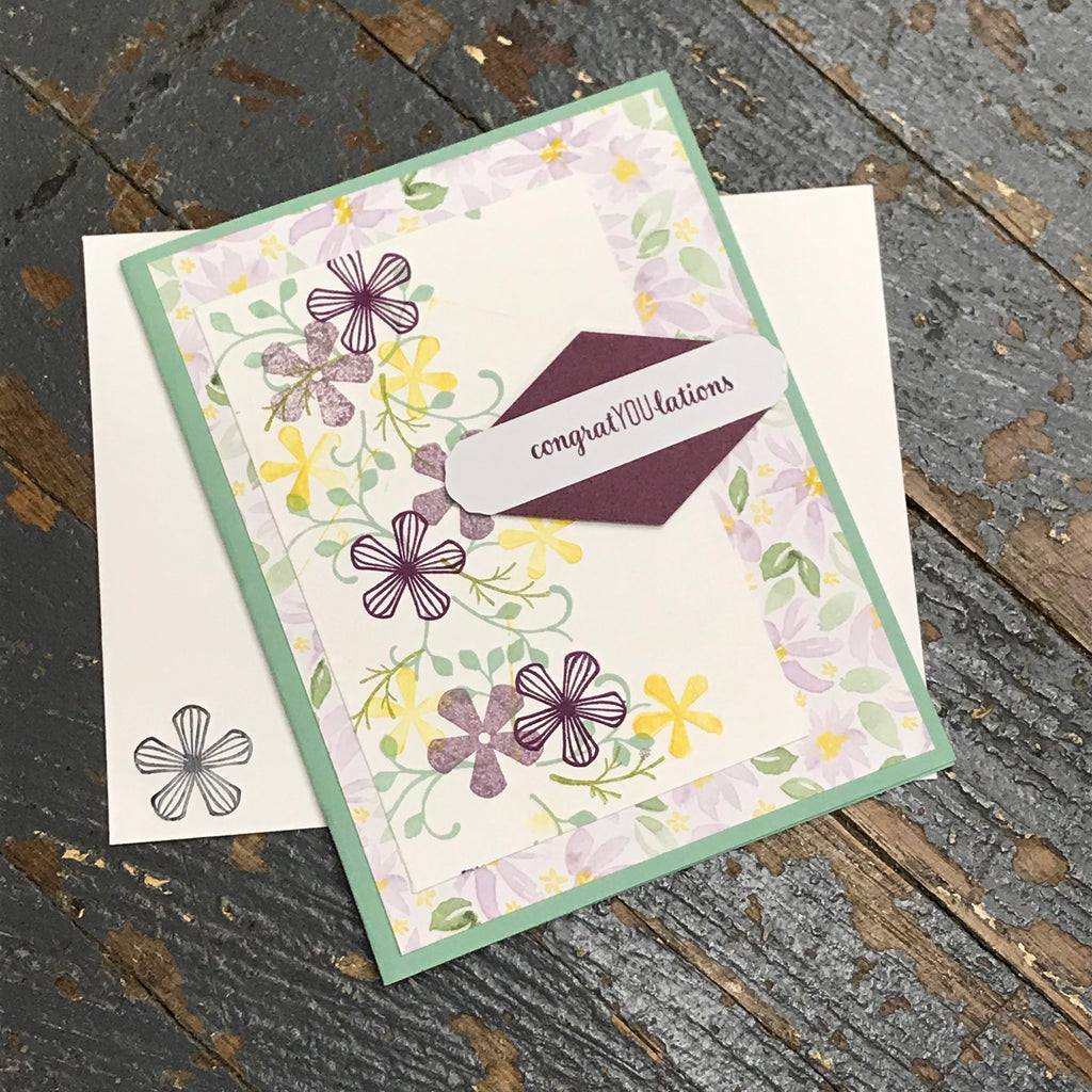 CongratYOUlations Daisy Floral Handmade Stampin Up Greeting Card with Envelope