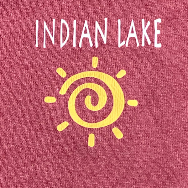 Indian Lake Sun Graphic Designer Long Sleeve Crew Neck Sweatshirt Maroon