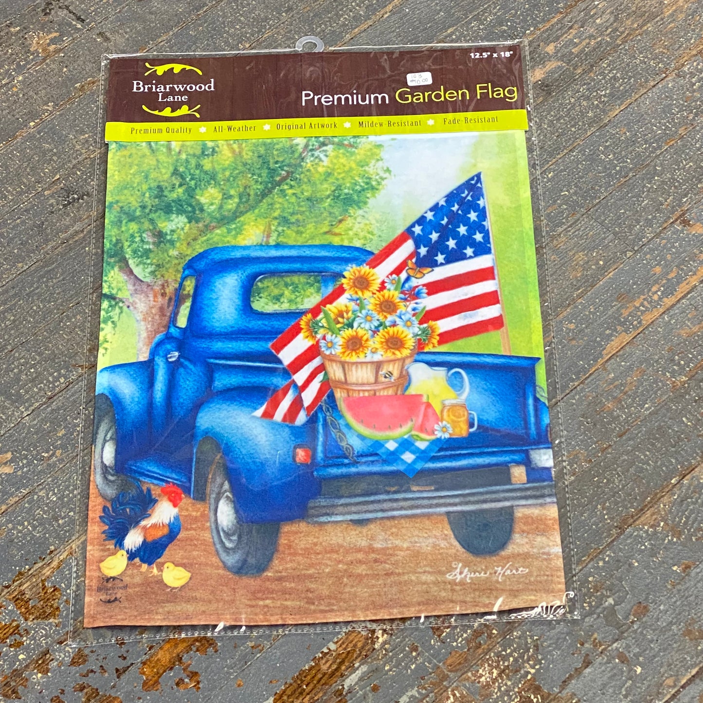 Old Days Flag Blue Truck Garden Flag