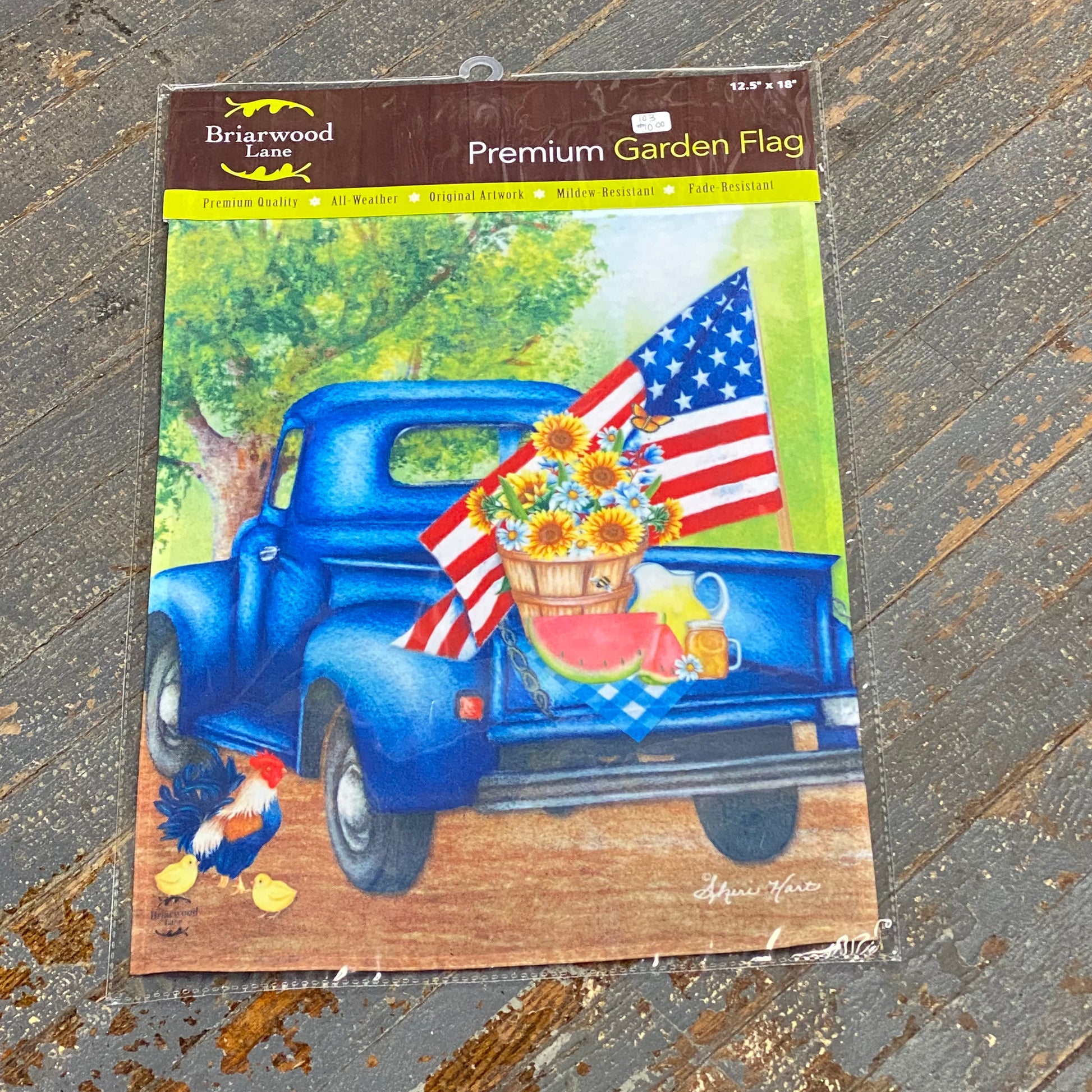 Old Days Flag Blue Truck Garden Flag