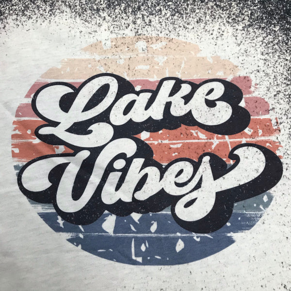 Lake Vibes Bleached Graphic Designer Short Sleeve T-Shirt
