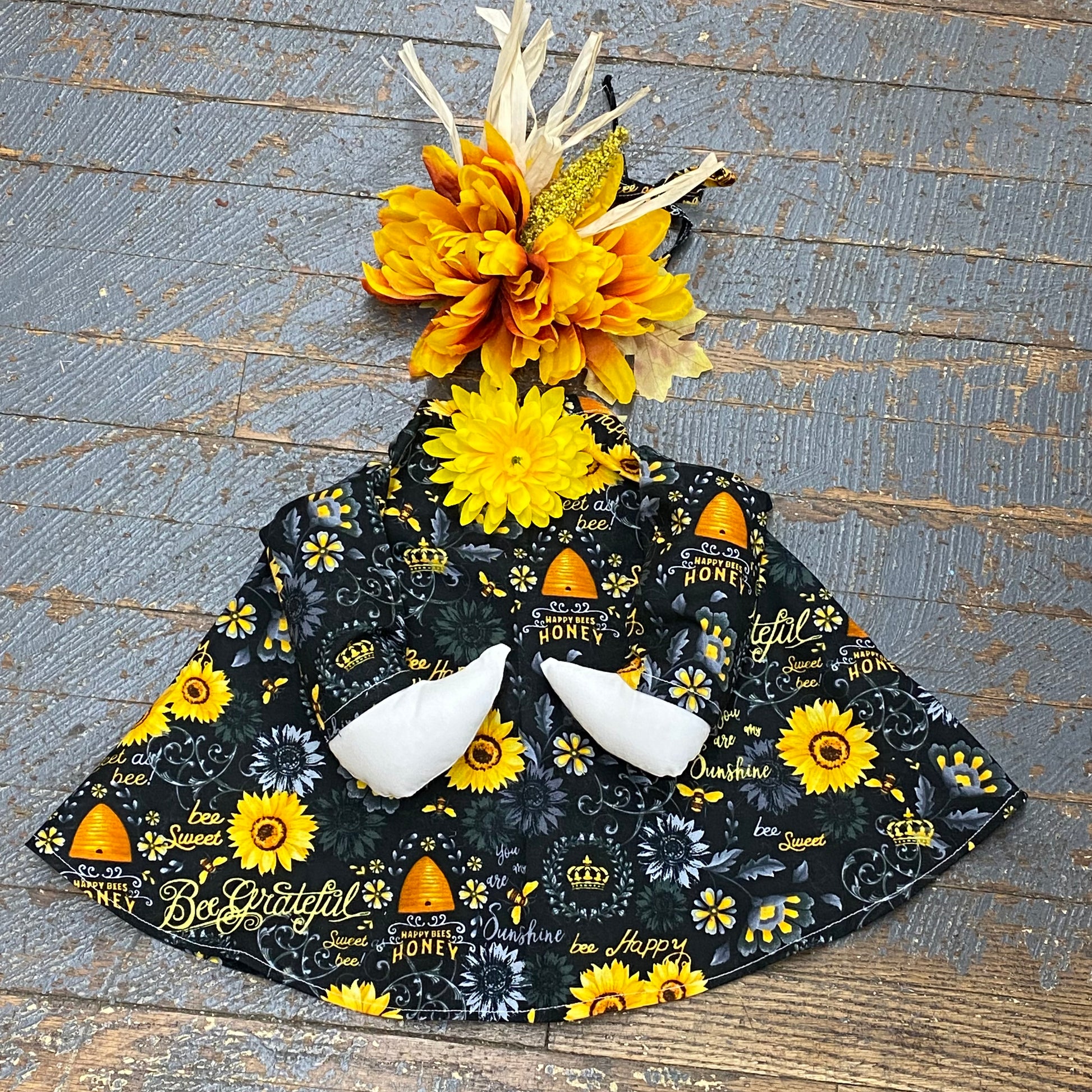 Goose Clothes Complete Holiday Goose Outfit Sunflower Honey Bee Dress and Flower Harvest Hat