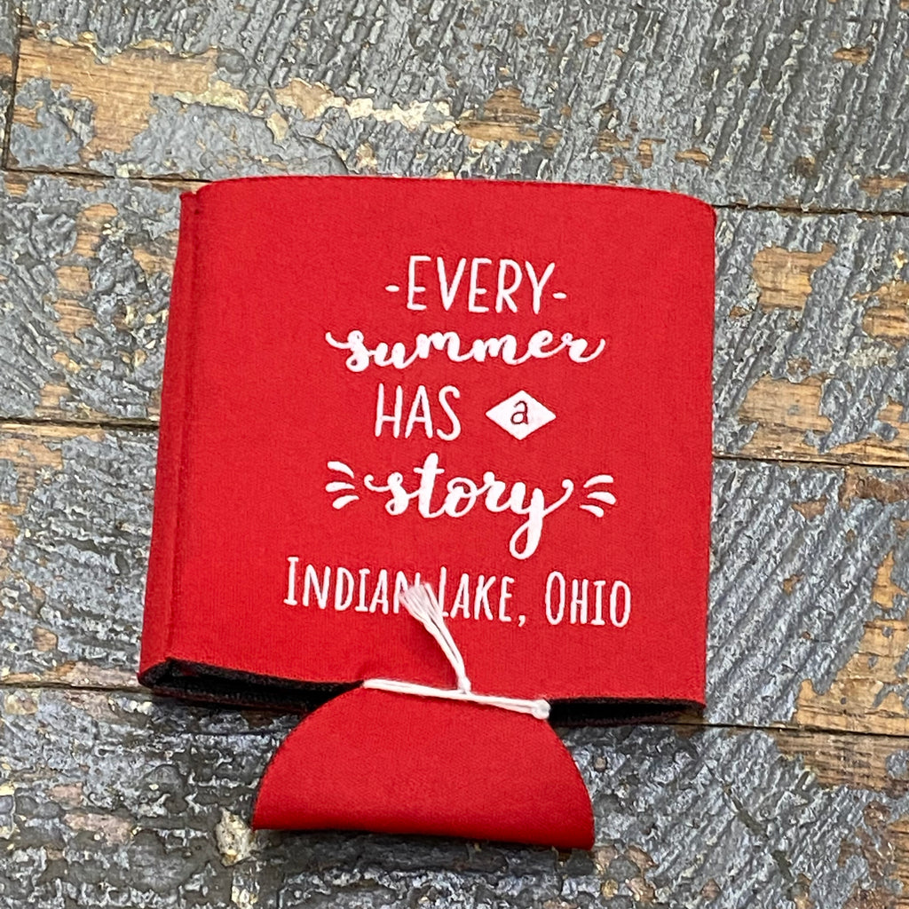 Can Hugger Coozie Drink Holder Summer Story Indian Lake Ohio Red