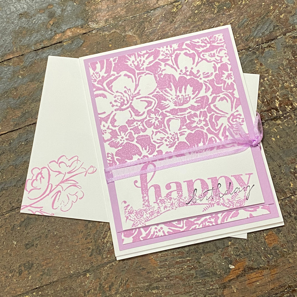 Happy Birthday Flower Design Handmade Stampin Up Greeting Card with Envelope
