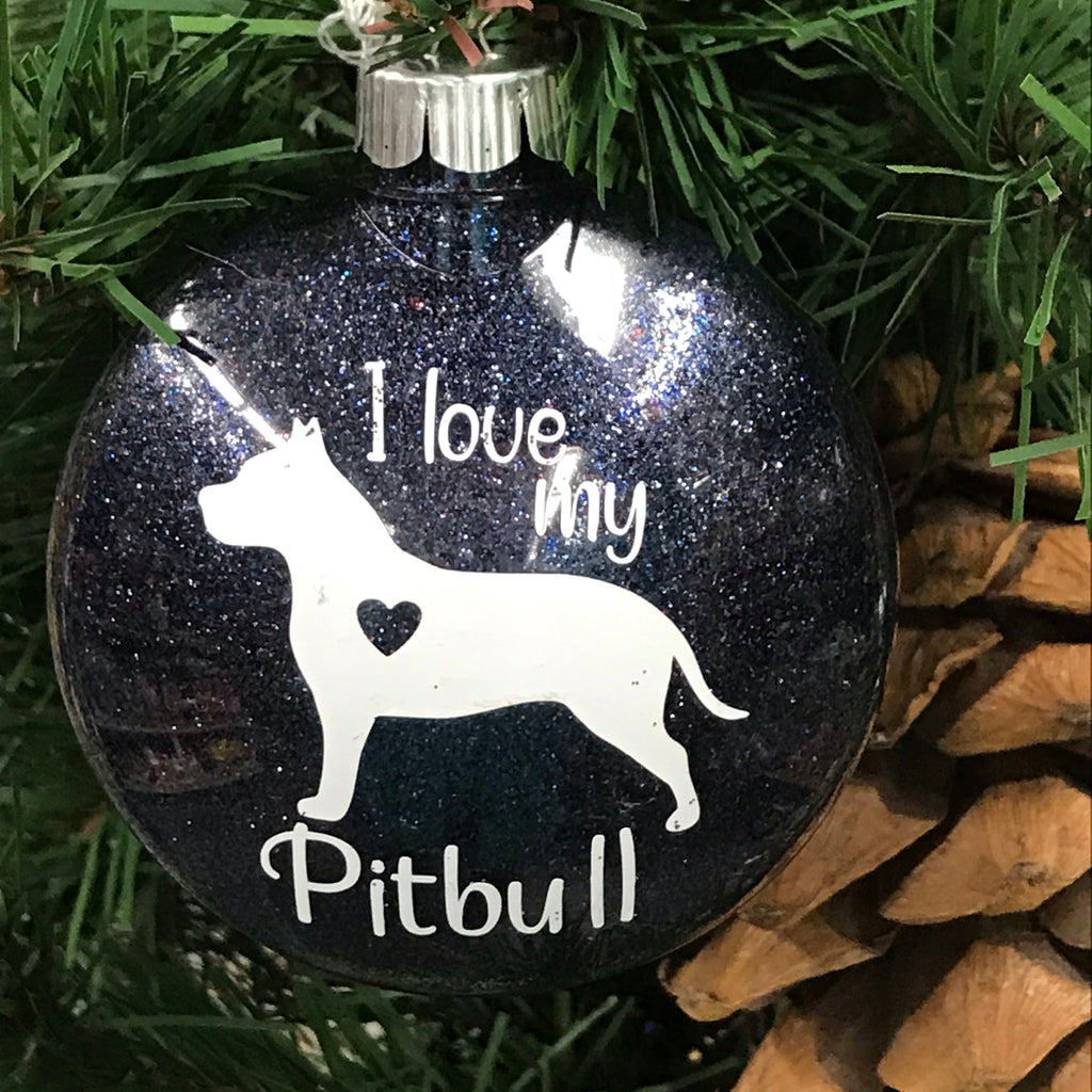 Holiday Christmas Tree Ornament I Love My Dog Pitbull