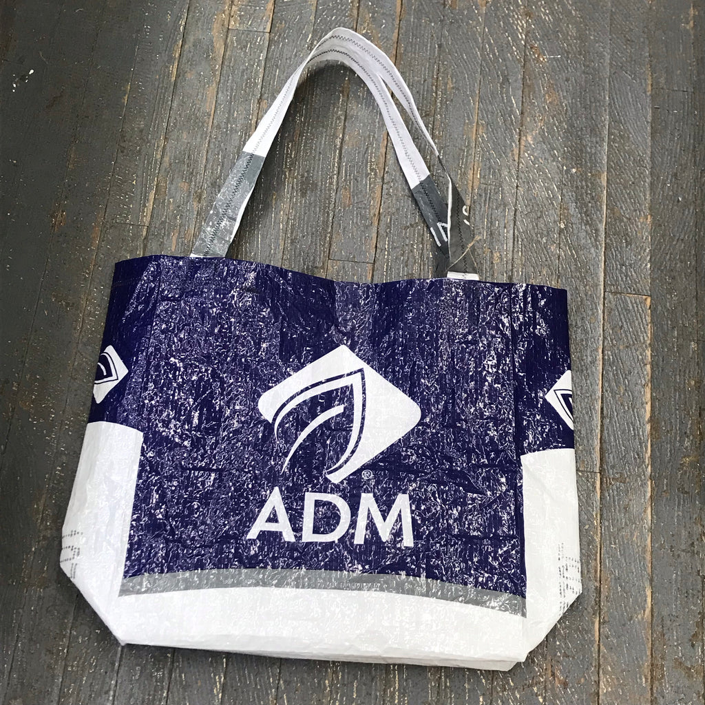 Upcycled Tote Purse Feed Bag Handmade Large ADM Seed Handle Bag
