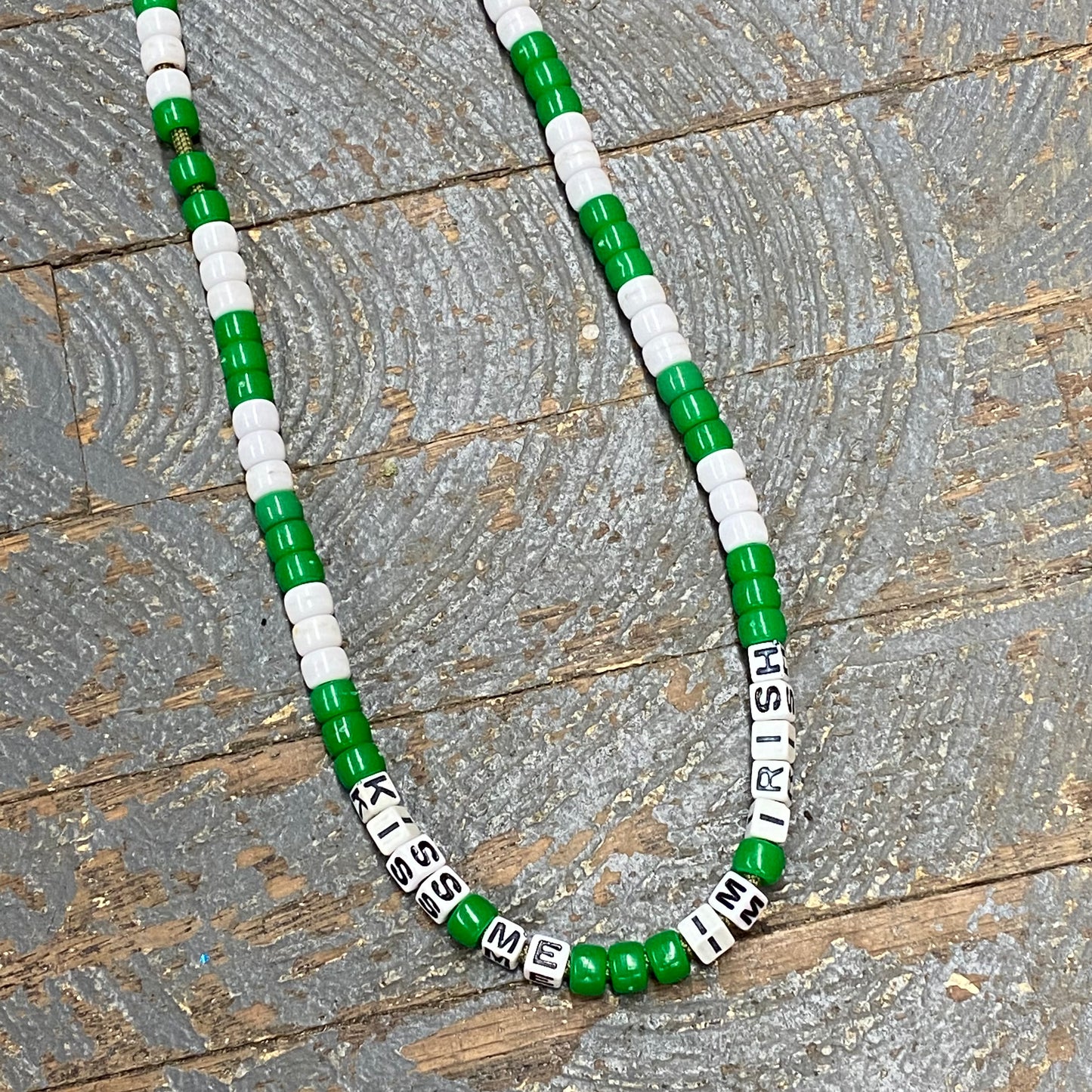 Handmade Beaded Necklace St Patricks Day Kiss Me Im Irish