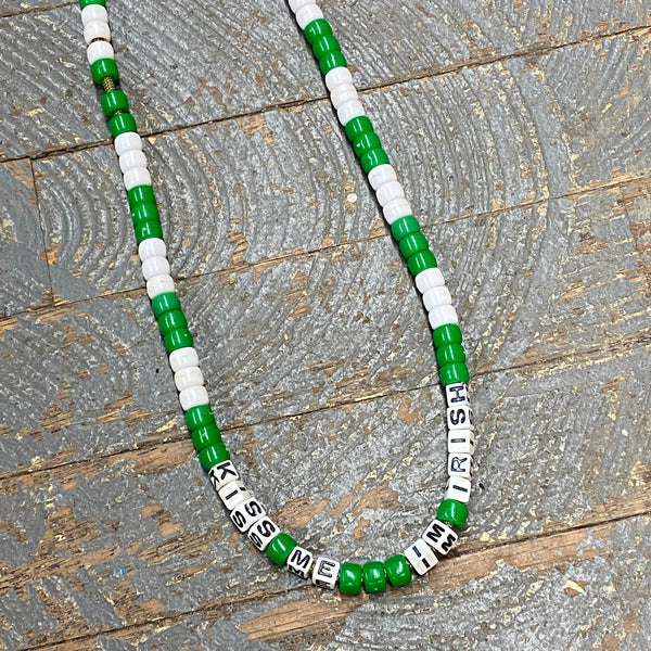 Handmade Beaded Necklace St Patricks Day Kiss Me Im Irish