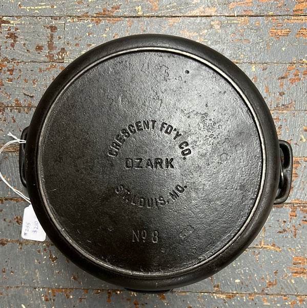 Vintage Cast Iron Cookware Dutch Oven Ozark Crescent St Louis MO No 8 w/ Lid Pot Pan (#28)