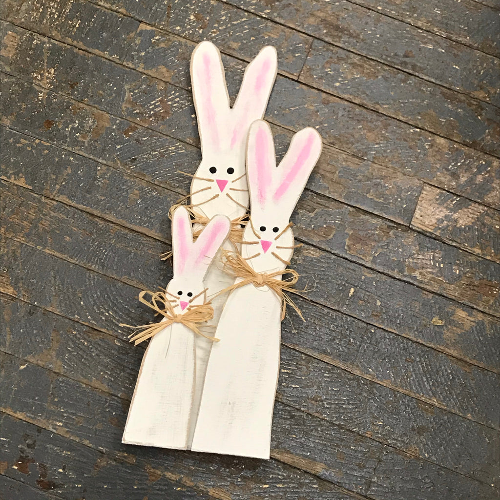 Wood Trio Easter Bunny Rabbit Spring Centerpiece Decoration