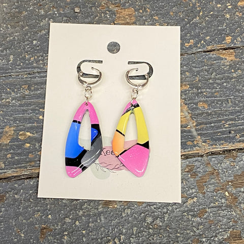 Clay Abstract 80's Neon Hook Clasp Dangle Earring Set