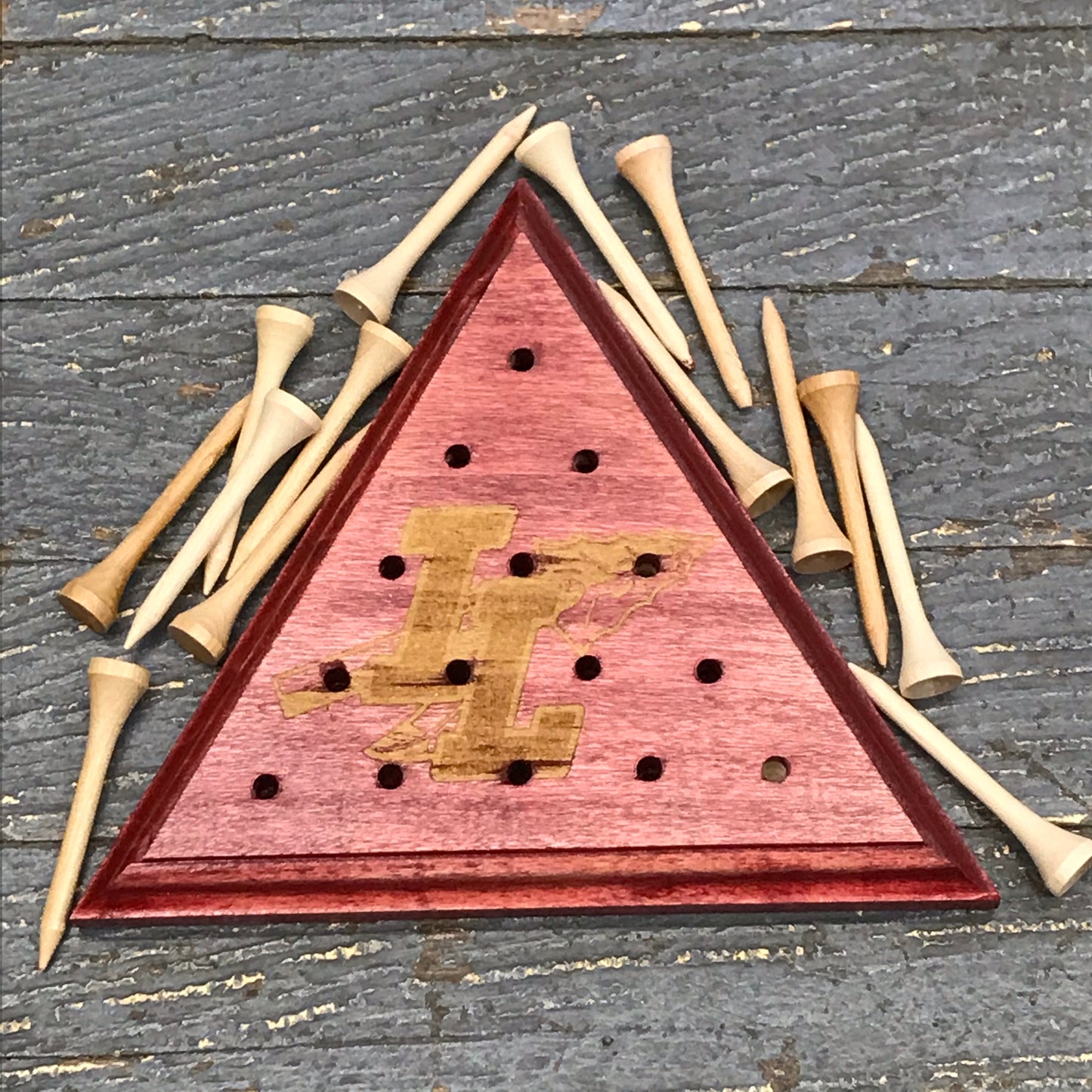 Wooden Tricky Triangle Golf Tee Peg Game Indian Lake Lakers