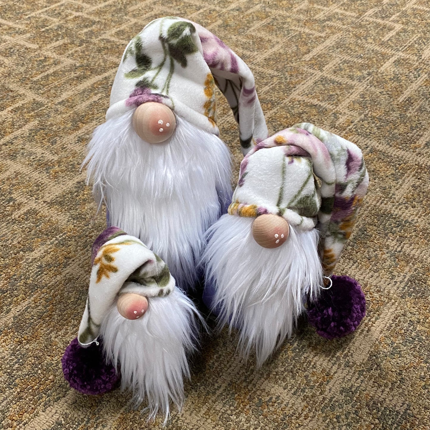 Gnome Holiday Floral Purple Violet Garden 3pc Set