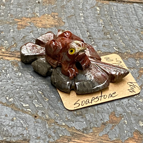 Soapstone Miniature Animal Figurine Lily Pad Frog