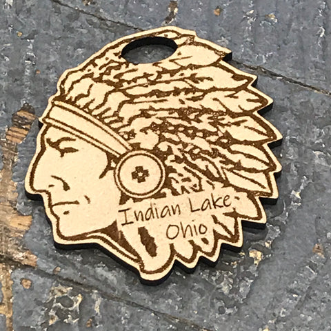Indian Lake Ohio Indian Head Wood Engraved Holiday Christmas Tree Ornament Key Chain
