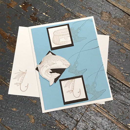 Fly Fishing Blank Note Card Handmade Stampin Up Greeting Card with Envelope