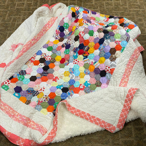 Dragonfly Border Misc Hexagon Patch Handmade Piece Quilt Fleece Blanket Throw