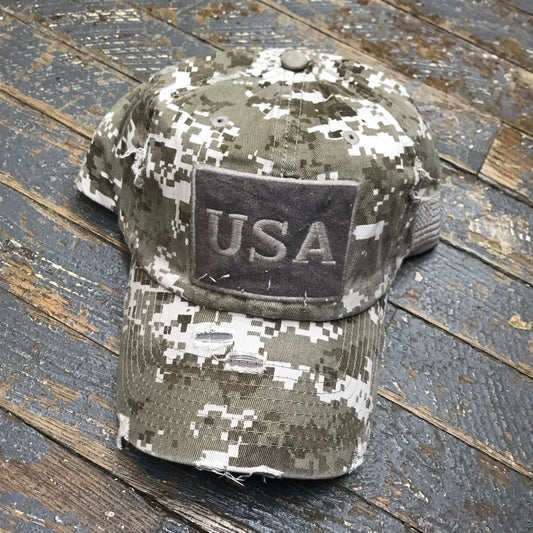 USA Flag Patch Digital Camo Sand Embroidered Ball Cap